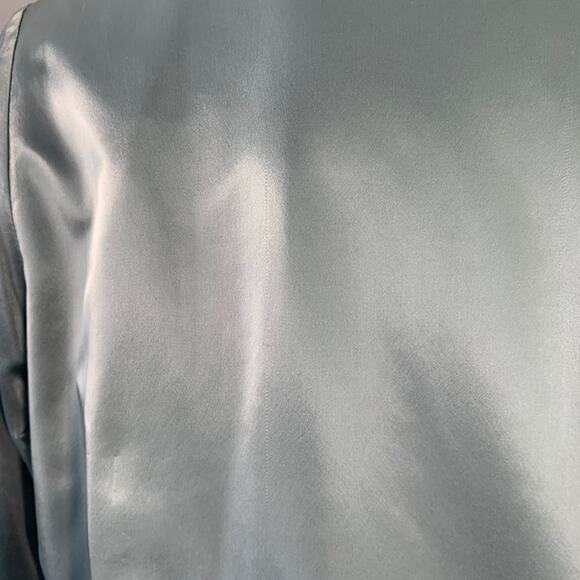 MAISON MARGIELA Size S Blue Grey Contrast Trim Satin Bomber Jacket - Picture 3 of 13